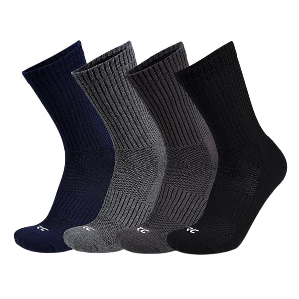 RC. ROYAL CLASS Cotton Socks for Men, Calf Length Sports Athletic, Hi-Performance, Ribbed, Soft, Breathable, Anti-Odour, Ventilated, Moisture Wicking, Anti Sweat Durable Socks, Pack of 4 Pairs