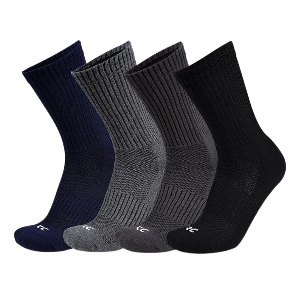 RC. ROYAL CLASS Cotton Socks for Men, Calf Length Sports Athletic, Hi-Performance, Ribbed, Soft, Breathable, Anti-Odour, Ventilated, Moisture Wicking, Anti Sweat Durable Socks, Pack of 4 Pairs