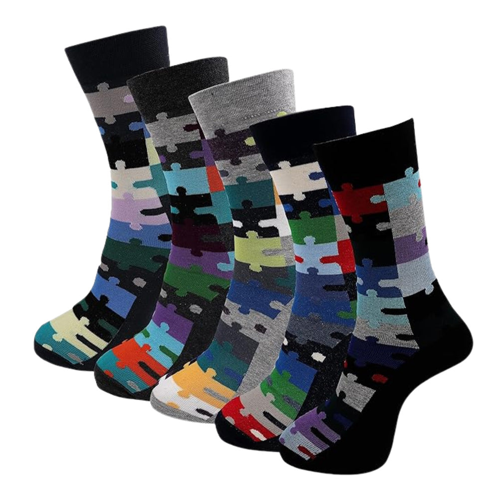 RC. ROYAL CLASS Men's Calf Length Pure Cotton Multicolored Socks (Pack of 5 Pairs)