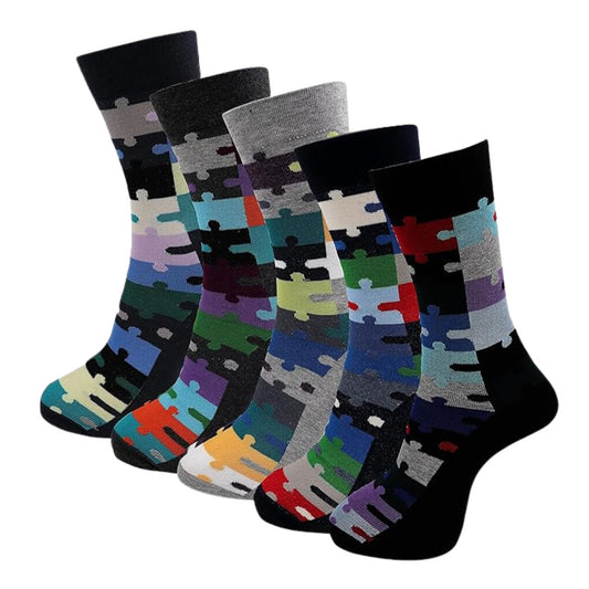 RC. ROYAL CLASS Men's Calf Length Pure Cotton Multicolored Socks (Pack of 5 Pairs)