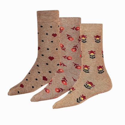 RC. ROYAL CLASS Women's Warm Woolen Calf Length Thick Terry/Towel Multicolored Socks(Pack of 3 Pairs)(Winter wear socks)