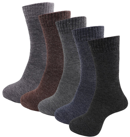 RC. ROYAL CLASS Men's Woolen Calf Length Solid Thick Terry Winter Wear Socks (Multicolor, Free Size) - Combo Pack of 5 Pairs
