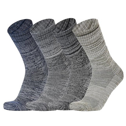 Thick Heavy Duty Thermal Socks For Men Cushioned Towel Warm Winter Woolen Socks, Calf Length Hi-Performance Soft Moisture Wicking Socks, Pack of 4 Pairs, Free Size, Multicolored