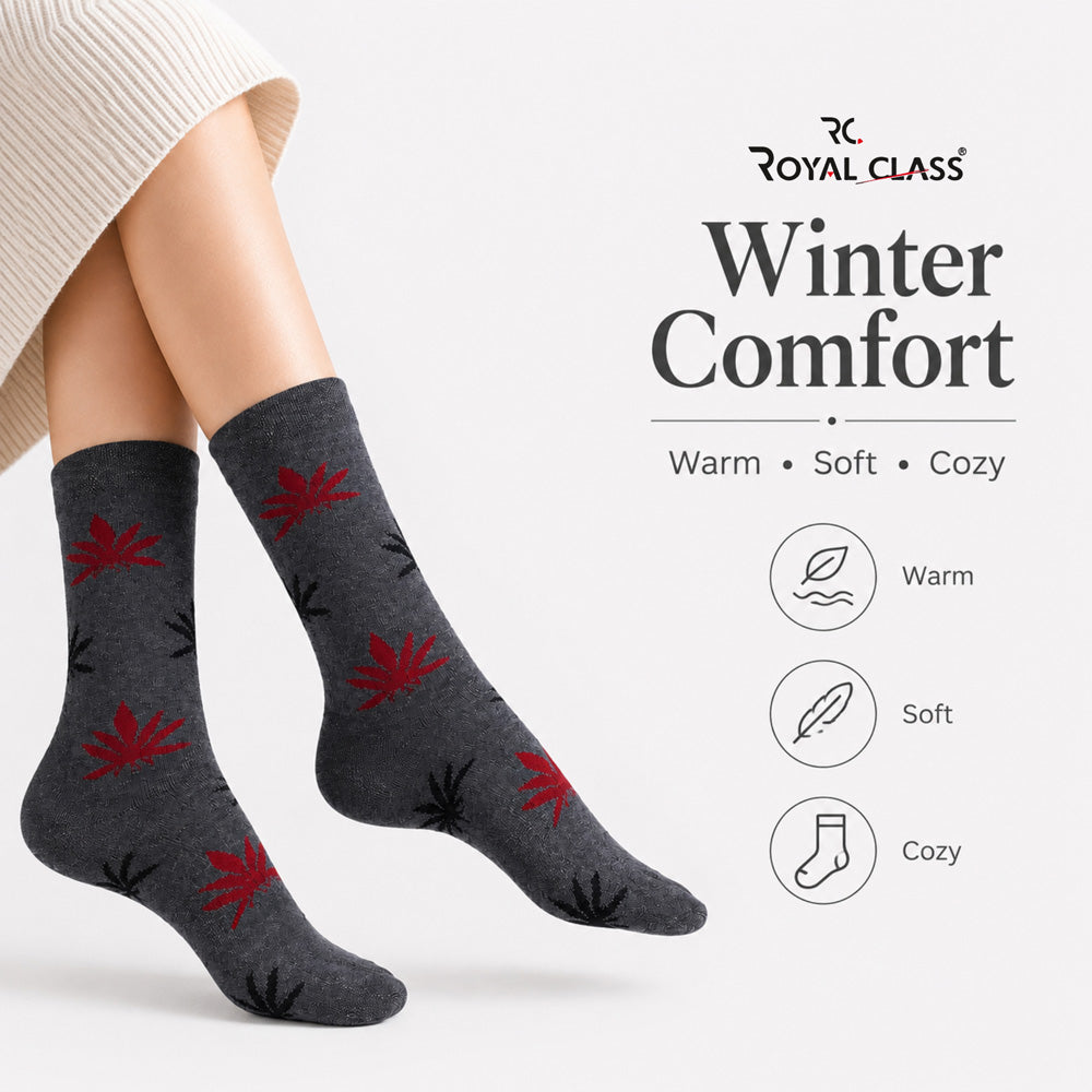RC. ROYAL CLASS Women's Warm Woolen Calf Length Thick Terry/Towel Multicolored Socks(Pack of 3 Pairs)(Winter wear socks)