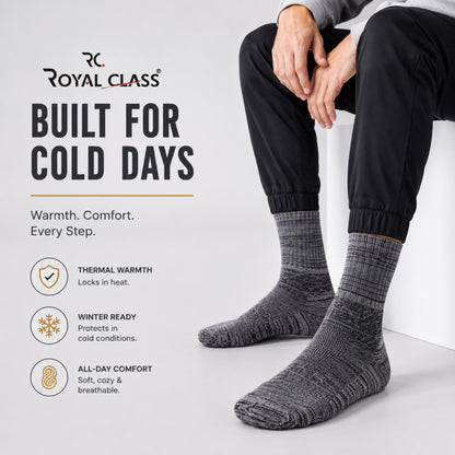 Thick Heavy Duty Thermal Socks For Men Cushioned Towel Warm Winter Woolen Socks, Calf Length Hi-Performance Soft Moisture Wicking Socks, Pack of 4 Pairs, Free Size, Multicolored