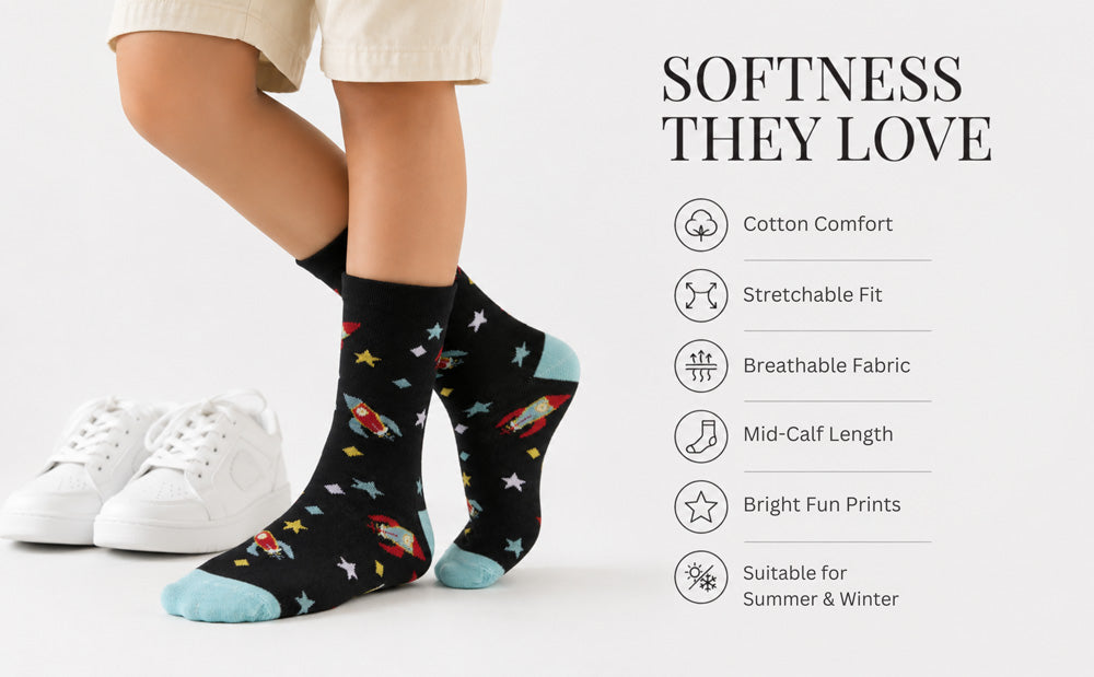 RC. ROYAL CLASS Boys and Girls Cotton Multicolored Printed Socks(Pack of 10 Pairs)