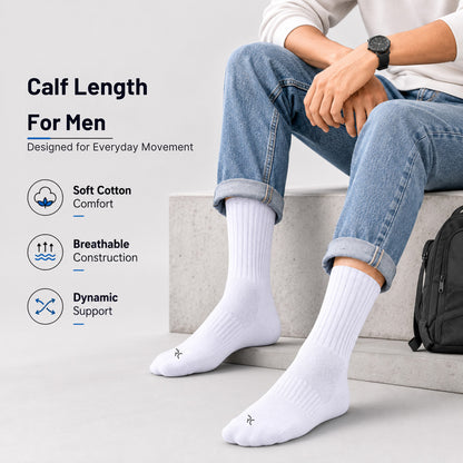 RC. ROYAL CLASS Cotton Socks for Men, Calf Length Sports Athletic, Hi-Performance, Ribbed, Soft, Breathable, Anti-Odour, Ventilated, Moisture Wicking, Anti Sweat Durable Socks, Pack of 4 Pairs