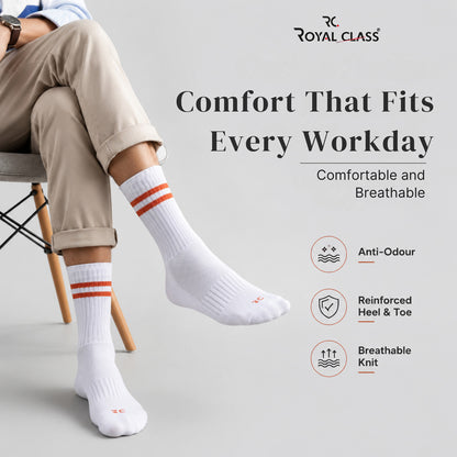 RC. ROYAL CLASS Cotton Socks for Men, Calf Length Sports Athletic, Hi-Performance, Ribbed, Soft, Breathable, Anti-Odour, Ventilated, Moisture Wicking, Anti Sweat Durable Socks, Pack of 4 Pairs