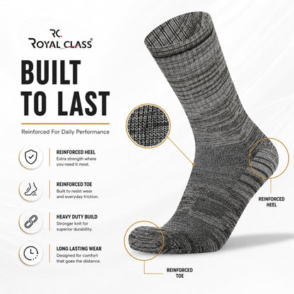 Thick Heavy Duty Thermal Socks For Men Cushioned Towel Warm Winter Woolen Socks, Calf Length Hi-Performance Soft Moisture Wicking Socks, Pack of 4 Pairs, Free Size, Multicolored