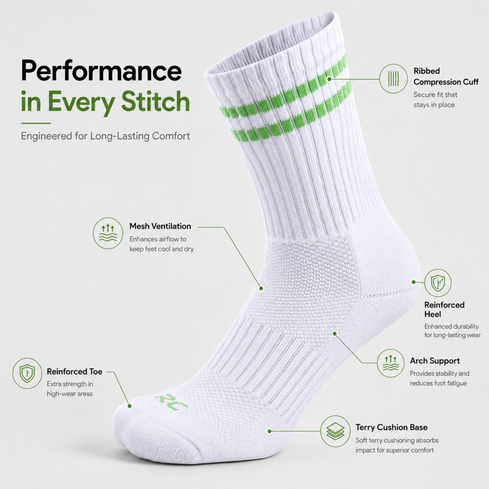 RC. ROYAL CLASS Cotton Socks for Men, Calf Length Sports Athletic, Hi-Performance, Ribbed, Soft, Breathable, Anti-Odour, Ventilated, Moisture Wicking, Anti Sweat Durable Socks, Pack of 4 Pairs