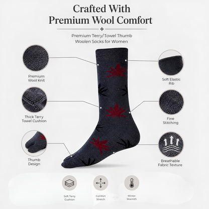 RC. ROYAL CLASS Women's Warm Woolen Calf Length Thick Terry/Towel Multicolored Socks(Pack of 3 Pairs)(Winter wear socks)