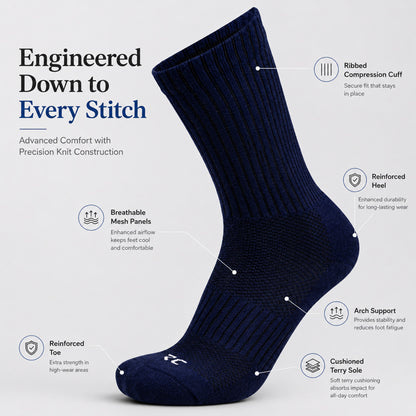 RC. ROYAL CLASS Cotton Socks for Men, Calf Length Sports Athletic, Hi-Performance, Ribbed, Soft, Breathable, Anti-Odour, Ventilated, Moisture Wicking, Anti Sweat Durable Socks, Pack of 4 Pairs