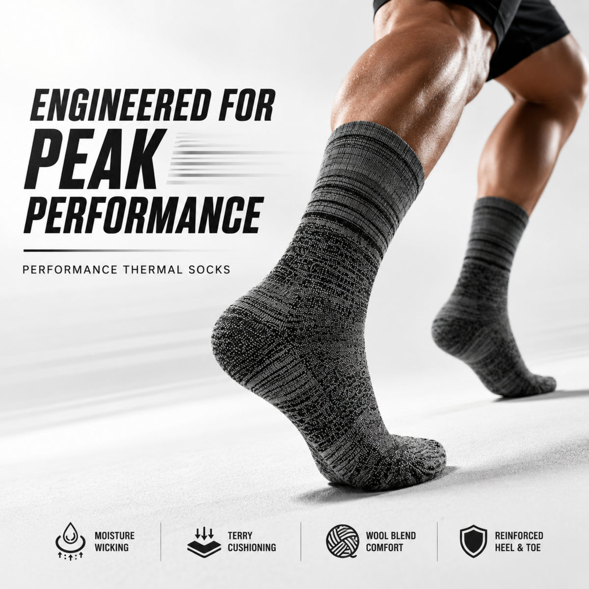 Thick Heavy Duty Thermal Socks For Men Cushioned Towel Warm Winter Woolen Socks, Calf Length Hi-Performance Soft Moisture Wicking Socks, Pack of 4 Pairs, Free Size, Multicolored