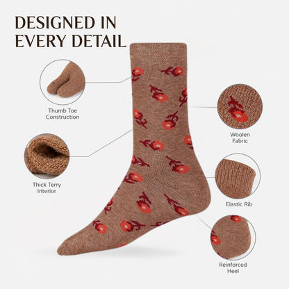 RC. ROYAL CLASS Women's Warm Woolen Calf Length Thick Terry/Towel Multicolored Socks(Pack of 3 Pairs)(Winter wear socks)