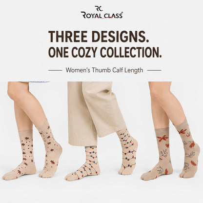 RC. ROYAL CLASS Women's Warm Woolen Calf Length Thick Terry/Towel Multicolored Socks(Pack of 3 Pairs)(Winter wear socks)