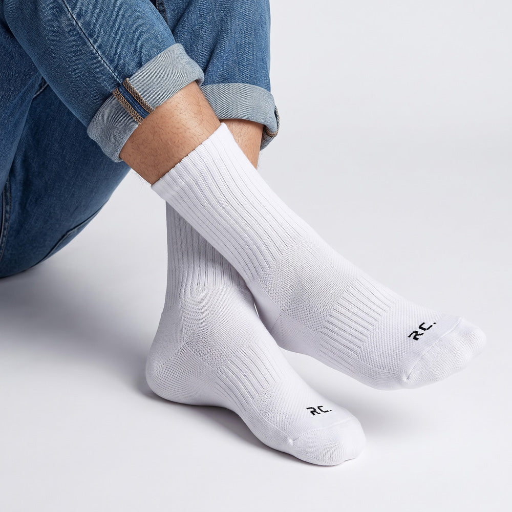 RC. ROYAL CLASS Cotton Socks for Men, Calf Length Sports Athletic, Hi-Performance, Ribbed, Soft, Breathable, Anti-Odour, Ventilated, Moisture Wicking, Anti Sweat Durable Socks, Pack of 4 Pairs