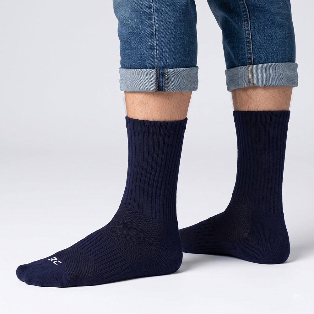 RC. ROYAL CLASS Cotton Socks for Men, Calf Length Sports Athletic, Hi-Performance, Ribbed, Soft, Breathable, Anti-Odour, Ventilated, Moisture Wicking, Anti Sweat Durable Socks, Pack of 4 Pairs