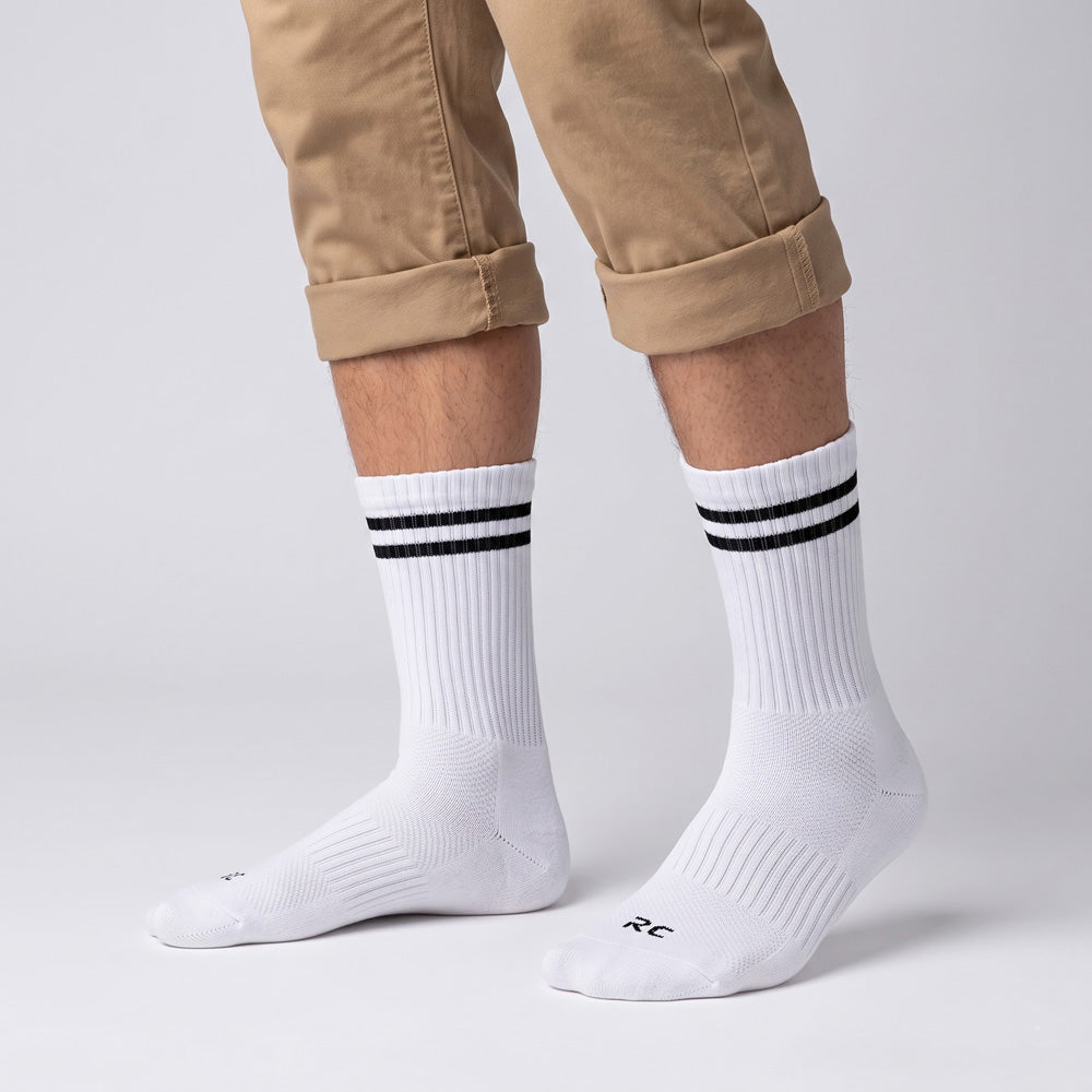 RC. ROYAL CLASS Cotton Socks for Men, Calf Length Sports Athletic, Hi-Performance, Ribbed, Soft, Breathable, Anti-Odour, Ventilated, Moisture Wicking, Anti Sweat Durable Socks, Pack of 4 Pairs
