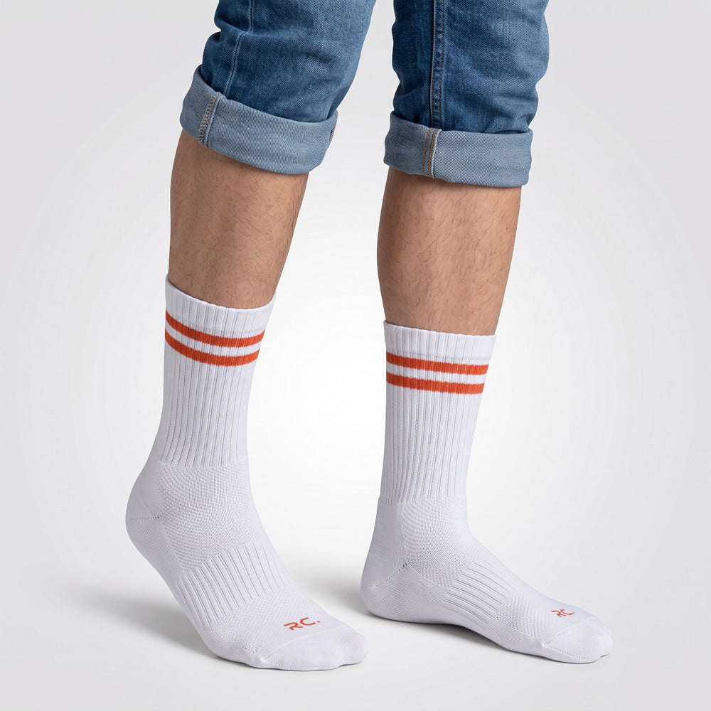 RC. ROYAL CLASS Cotton Socks for Men, Calf Length Sports Athletic, Hi-Performance, Ribbed, Soft, Breathable, Anti-Odour, Ventilated, Moisture Wicking, Anti Sweat Durable Socks, Pack of 4 Pairs
