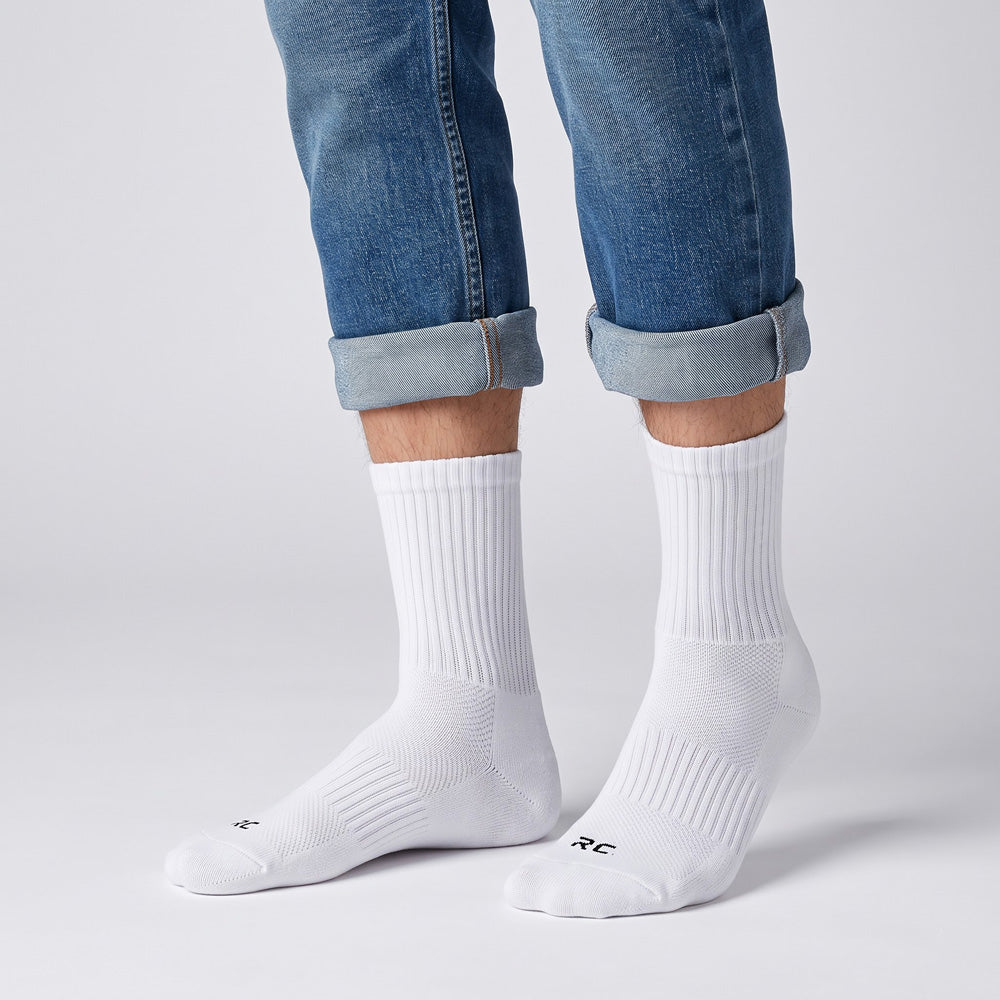 RC. ROYAL CLASS Cotton Socks for Men, Calf Length Sports Athletic, Hi-Performance, Ribbed, Soft, Breathable, Anti-Odour, Ventilated, Moisture Wicking, Anti Sweat Durable Socks, Pack of 4 Pairs
